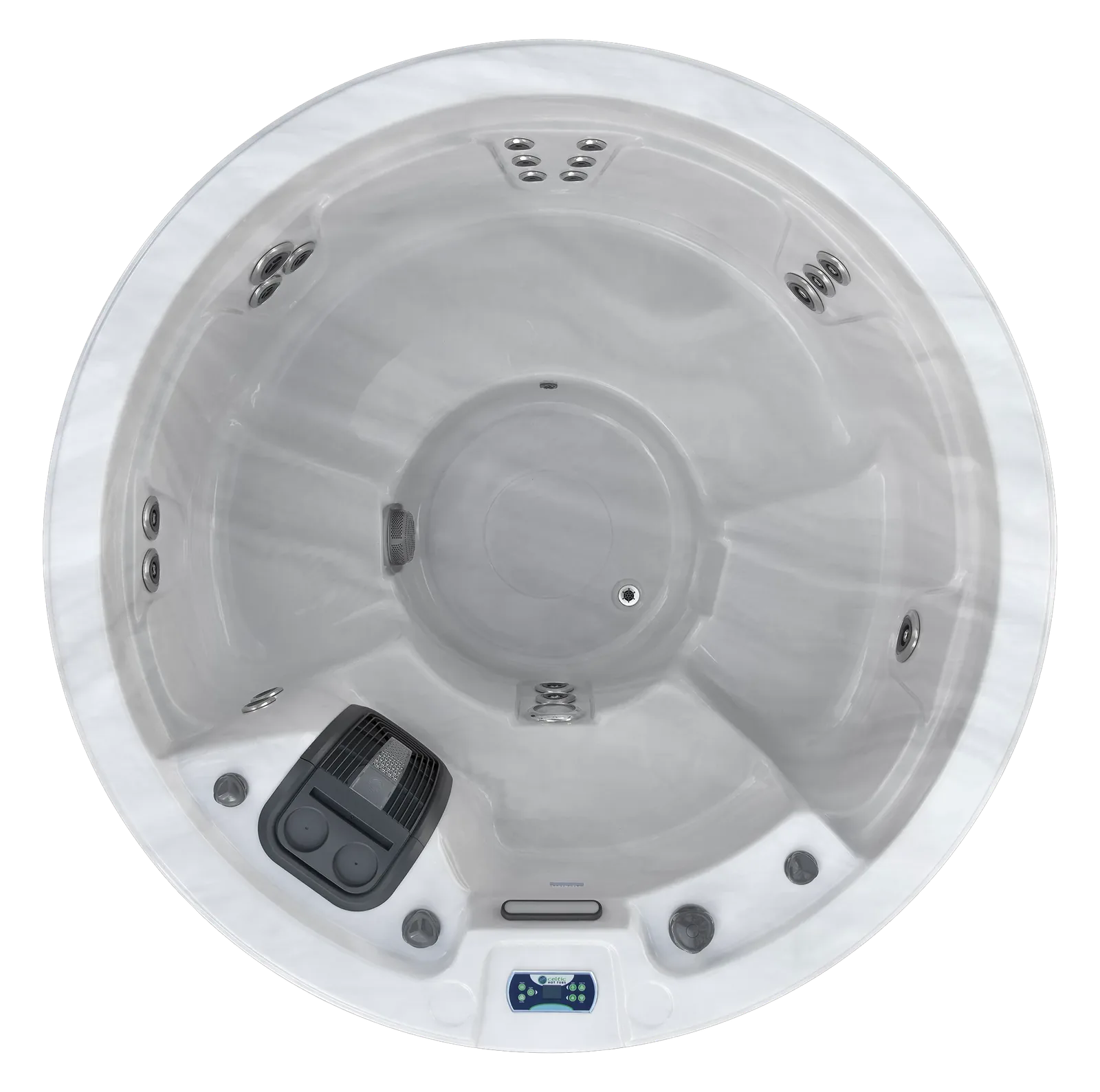 Bovenaanzicht van de ronde Celtic Luna 118S jacuzzi voor vijf personen