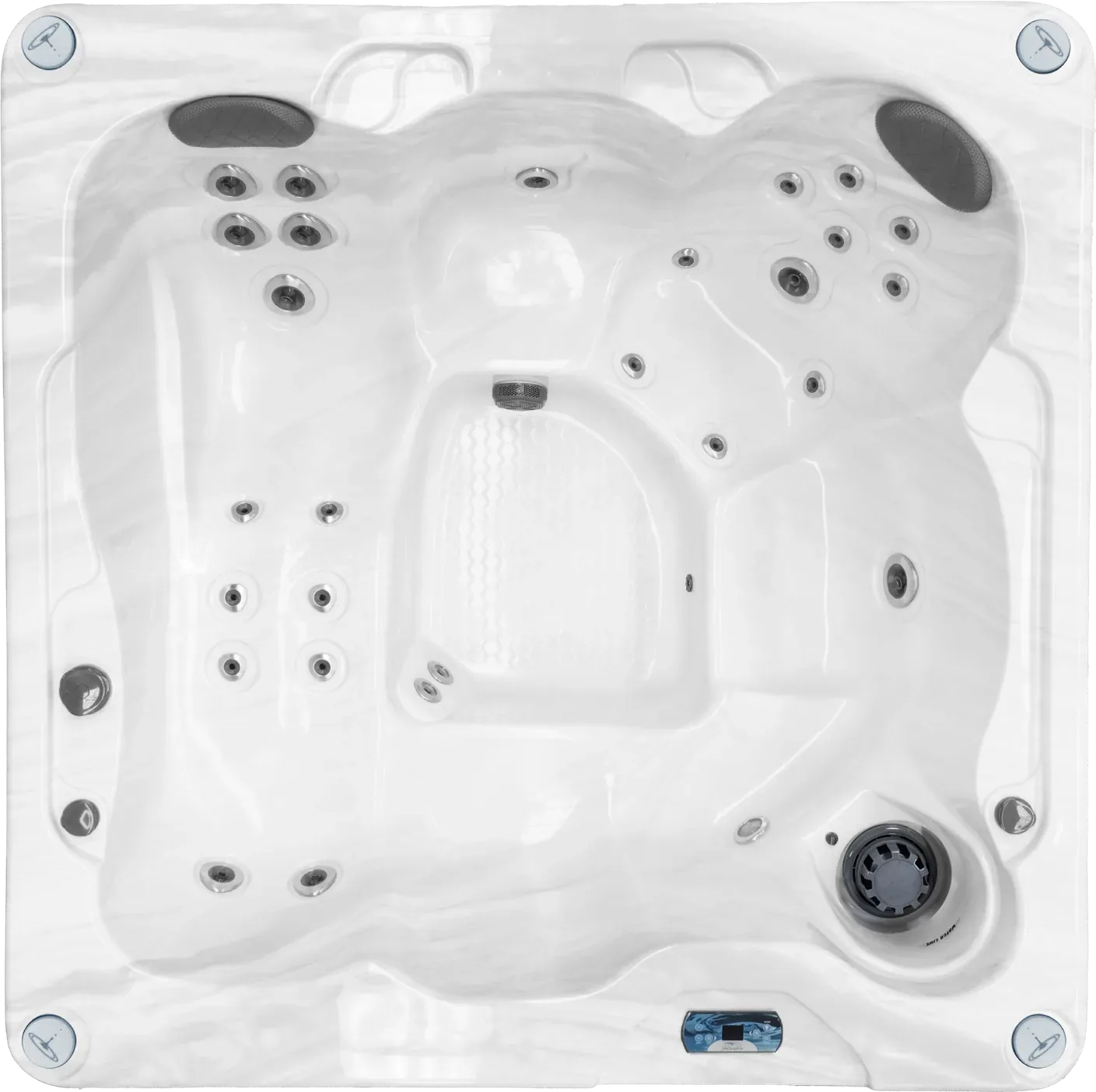 Bovenaanzicht van de Harmonic H166L Plug and Play jacuzzi voor zes personen met ligbank