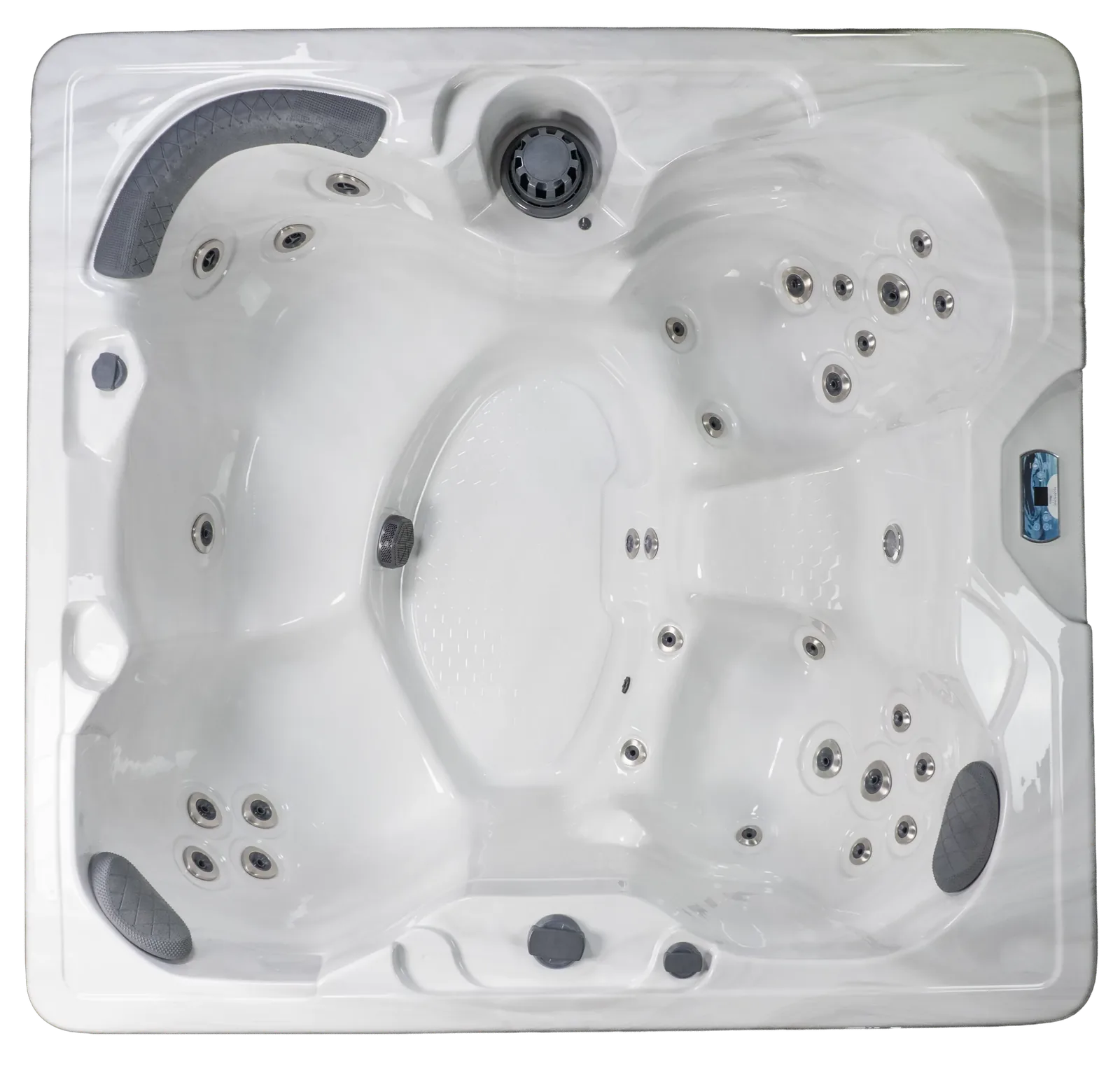 Bovenaanzicht van de Harmonic H167B Plug and Play, een jacuzzi voor zes personen op een gewoon stopcontact