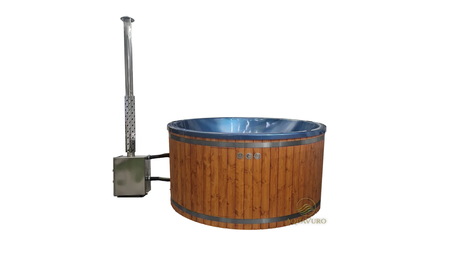 Mojodas Classic Round hottub met externe houtkachel, rond model voor 4 tot 6 personen